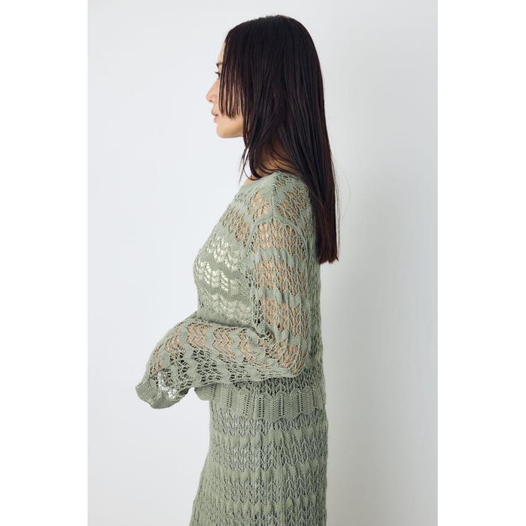 クロシェフレアスリーブニットトップス | AZUL BY MOUSSY | 詳細画像22 