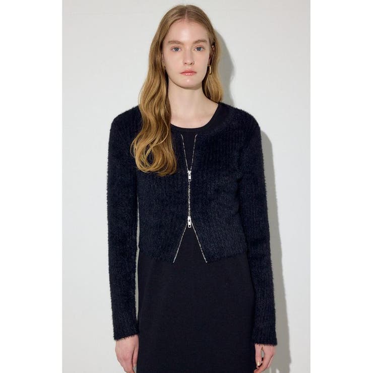 Wジップシャギーカーデセットニットワンピース | AZUL BY MOUSSY | 詳細画像3 