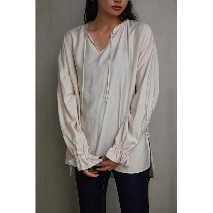 IVOY3 | スキッパーギャザーブラウス | AZUL BY MOUSSY