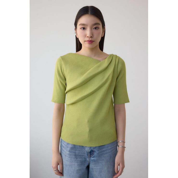 ドレープデザイン5分袖リブニット | AZUL BY MOUSSY | 詳細画像24 