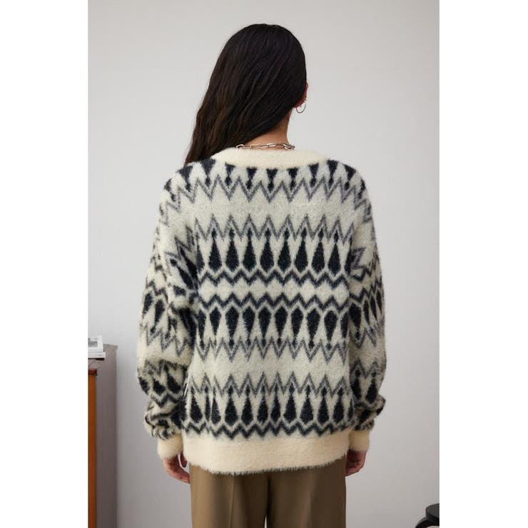 柄シャギーニットカーディガン | AZUL BY MOUSSY | 詳細画像6 