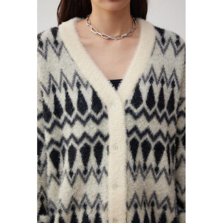 柄シャギーニットカーディガン | AZUL BY MOUSSY | 詳細画像7 