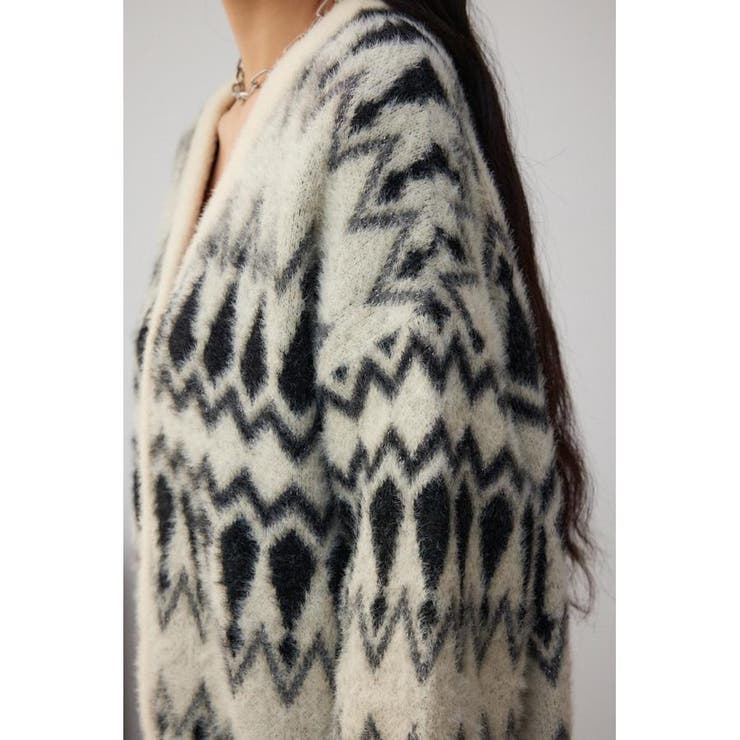 柄シャギーニットカーディガン | AZUL BY MOUSSY | 詳細画像8 