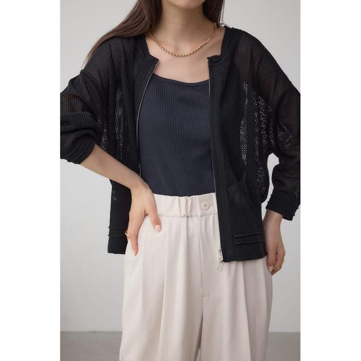 BLK | Wジップメッシュニットカーディガン | AZUL BY MOUSSY