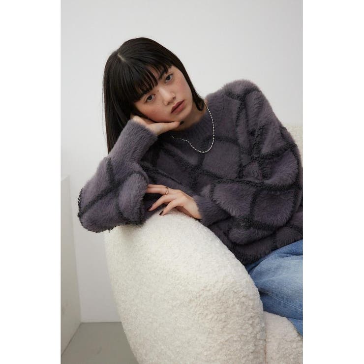 シャギーチェックニットトップス[品番：AZLW0022831]｜AZUL BY