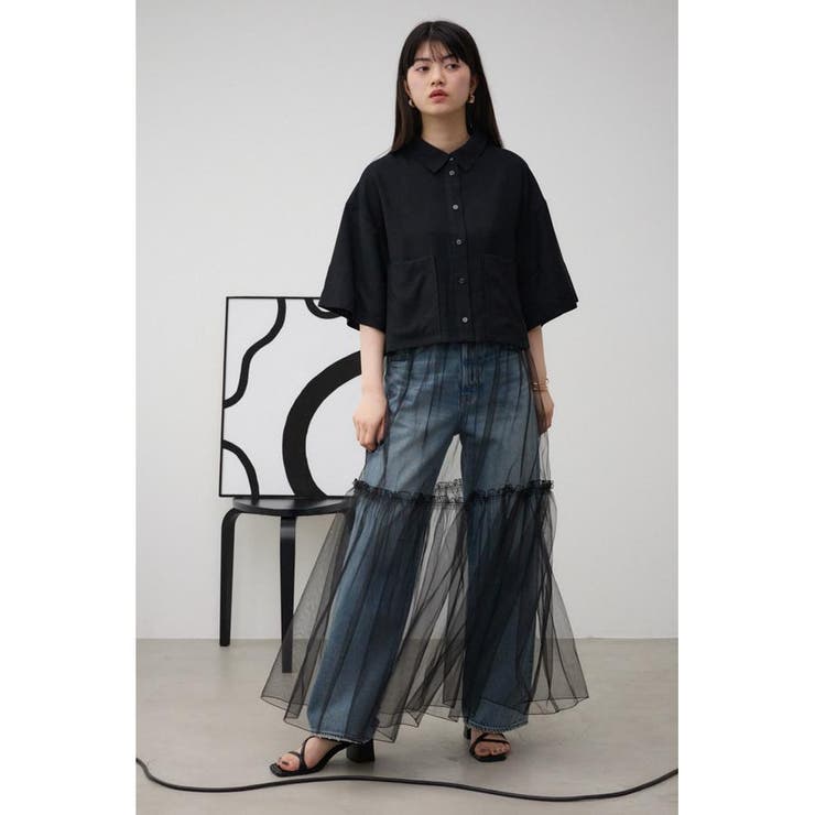 ワイドスリーブ五分袖ツイルシャツ | AZUL BY MOUSSY | 詳細画像13 