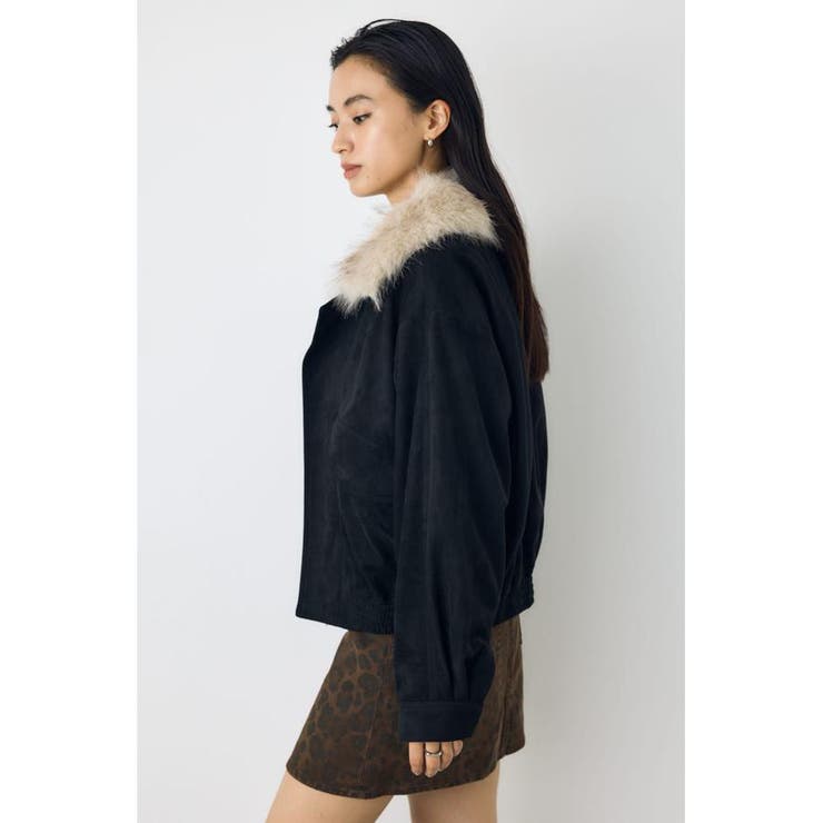 フェイクレザー/スエード2WAYファー付ブルゾン | AZUL BY MOUSSY | 詳細画像25 