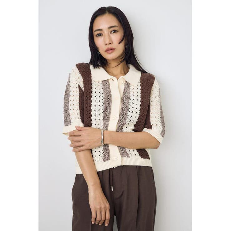 クロシェニットポロカラーカーディガン | AZUL BY MOUSSY | 詳細画像19 