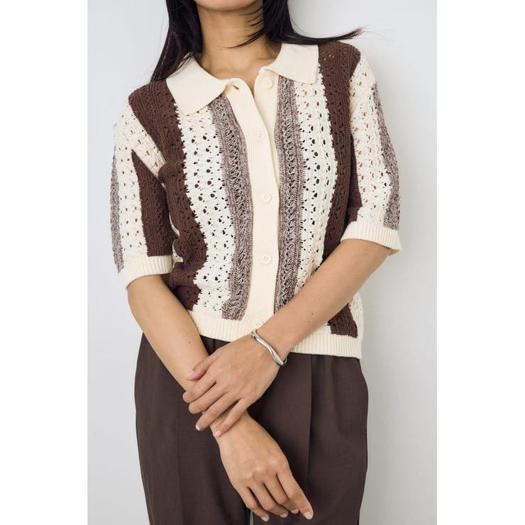 クロシェニットポロカラーカーディガン | AZUL BY MOUSSY | 詳細画像20 