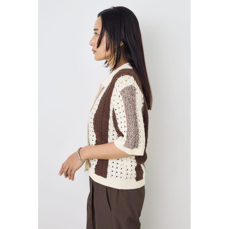 クロシェニットポロカラーカーディガン | AZUL BY MOUSSY | 詳細画像24 