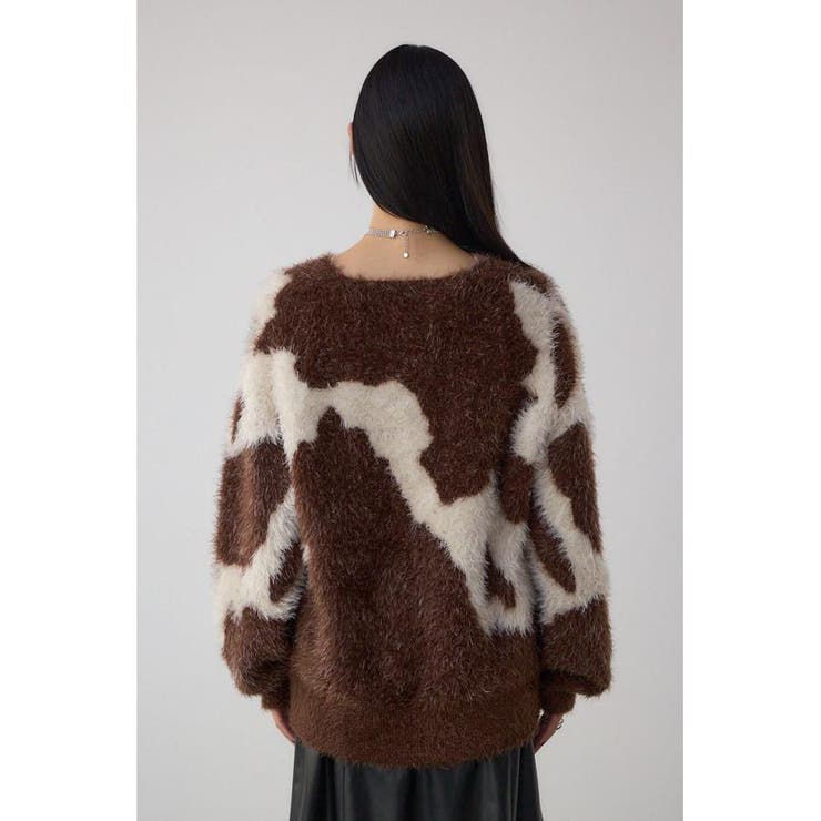 ニュアンスカウ柄Vネックニットトップス | AZUL BY MOUSSY | 詳細画像6 