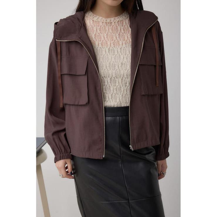 BRN | ビッグポケットフーディショートブルゾン | AZUL BY MOUSSY