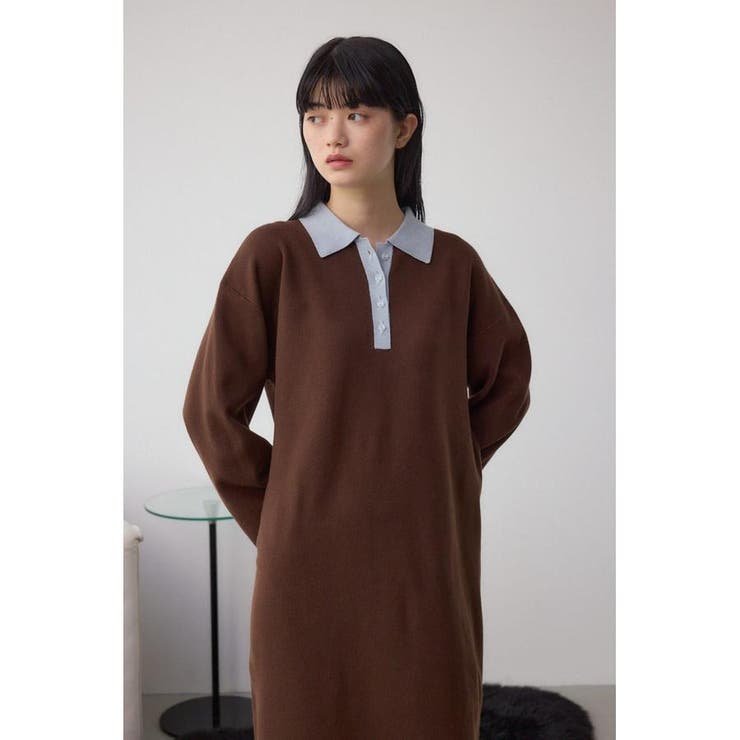 格上げ ポロカラーニットワンピース | AZUL BY MOUSSY | 詳細画像14 
