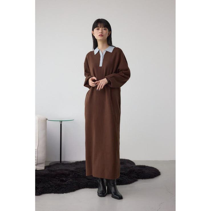 格上げ ポロカラーニットワンピース | AZUL BY MOUSSY | 詳細画像15 