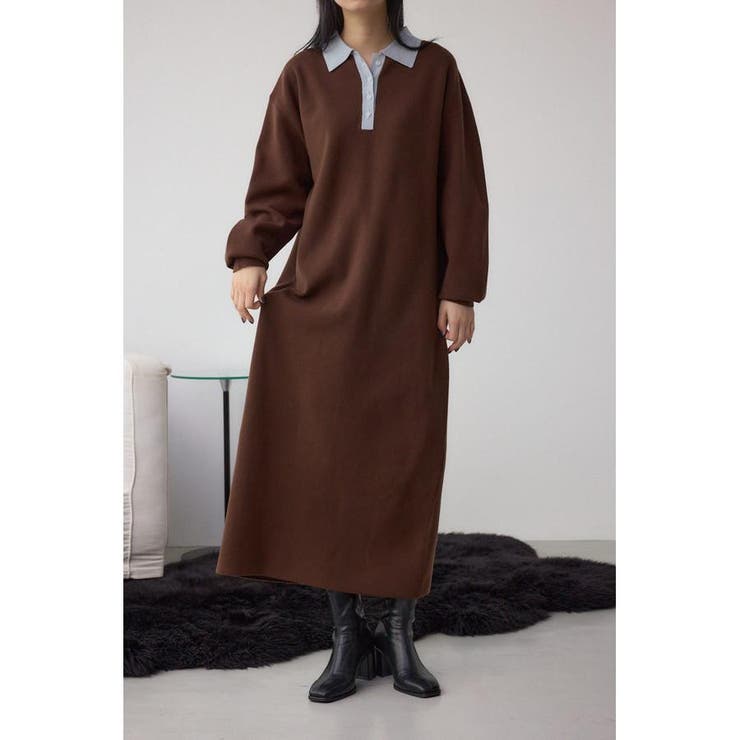 BRN | 格上げ ポロカラーニットワンピース | AZUL BY MOUSSY