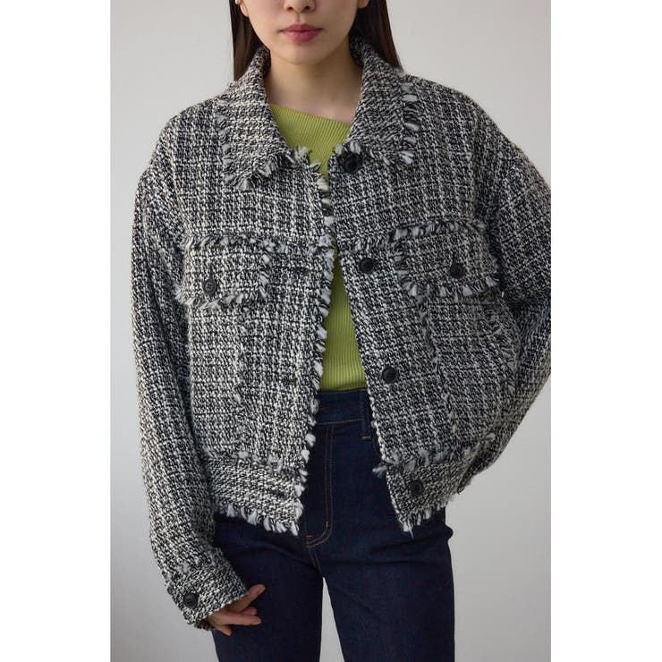 柄WHT5 | ツイードフリンジジャケット | AZUL BY MOUSSY