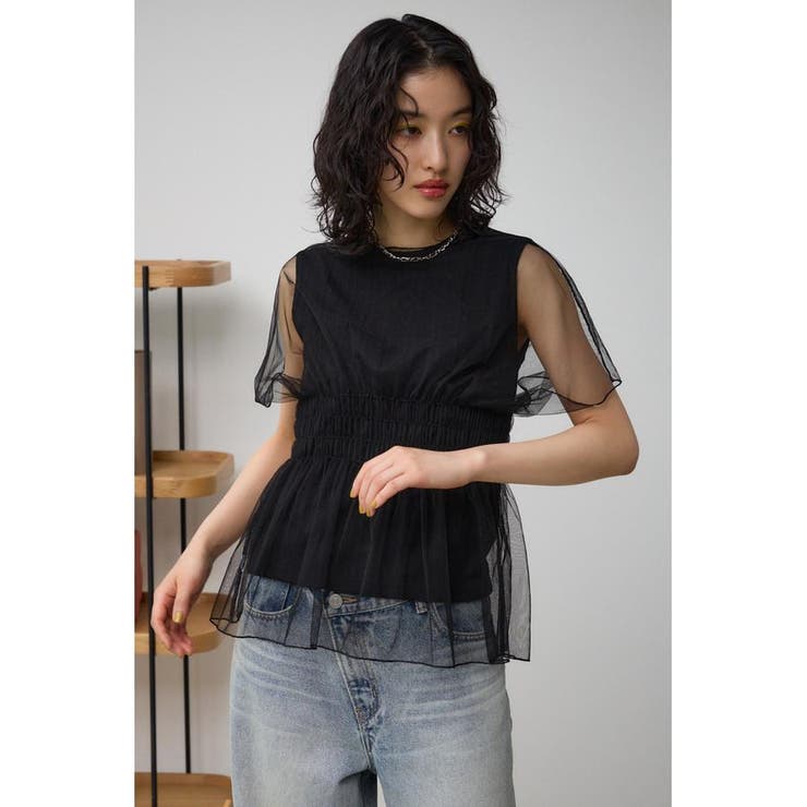 チュールレイヤードペプラムトップス | AZUL BY MOUSSY | 詳細画像11 