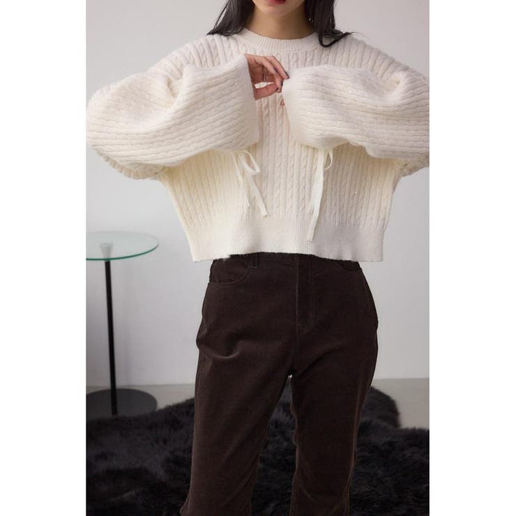 ドロストリングスパンコールラメニット | AZUL BY MOUSSY | 詳細画像2 