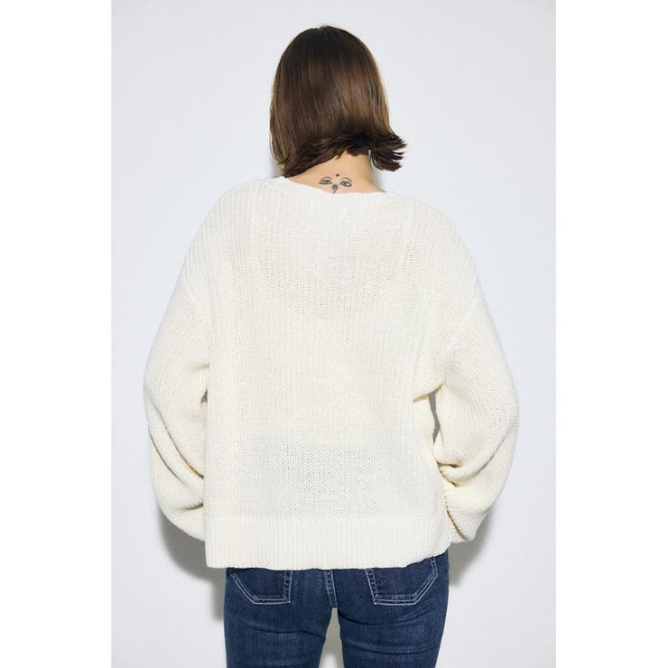 畔編みリラックスニットトップス | AZUL BY MOUSSY | 詳細画像3 