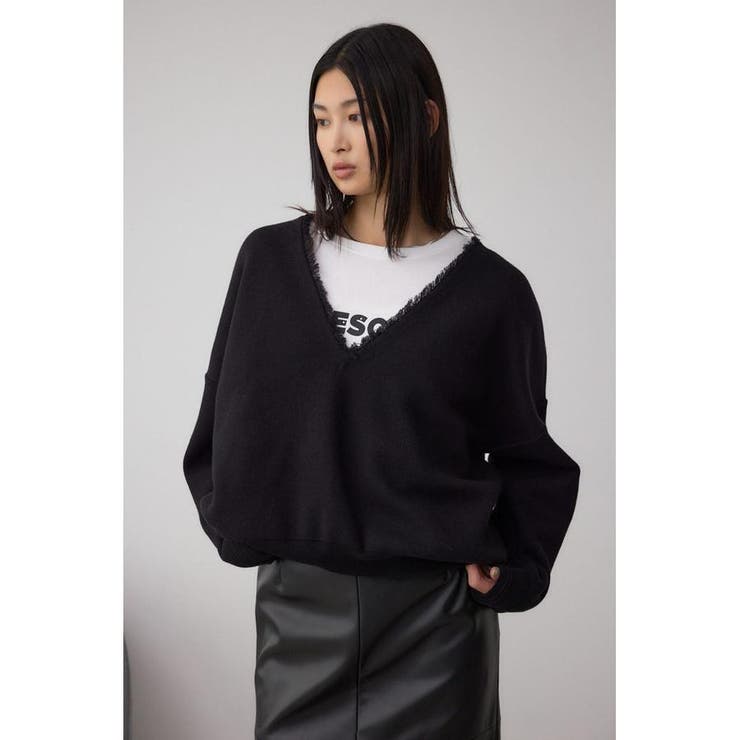 Vネックフリンジスウェッターニット | AZUL BY MOUSSY | 詳細画像3 