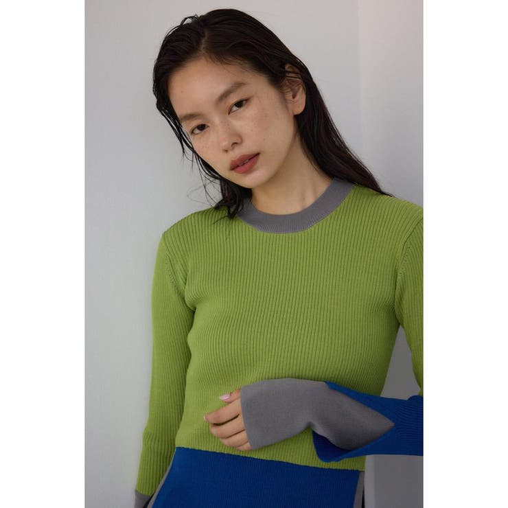 カラーブロッキングリブニット | AZUL BY MOUSSY | 詳細画像23 