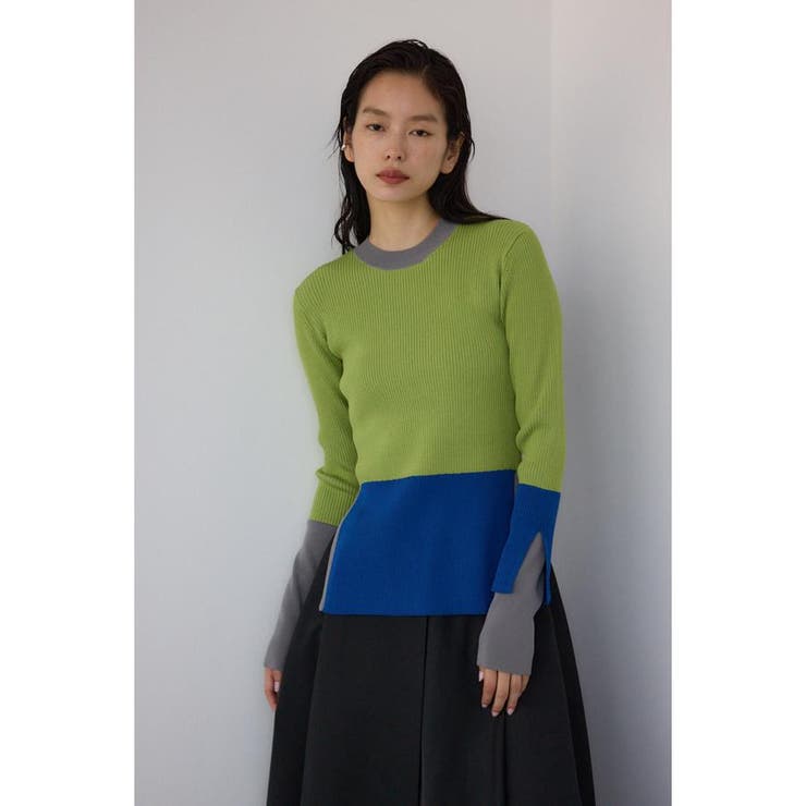 カラーブロッキングリブニット | AZUL BY MOUSSY | 詳細画像24 