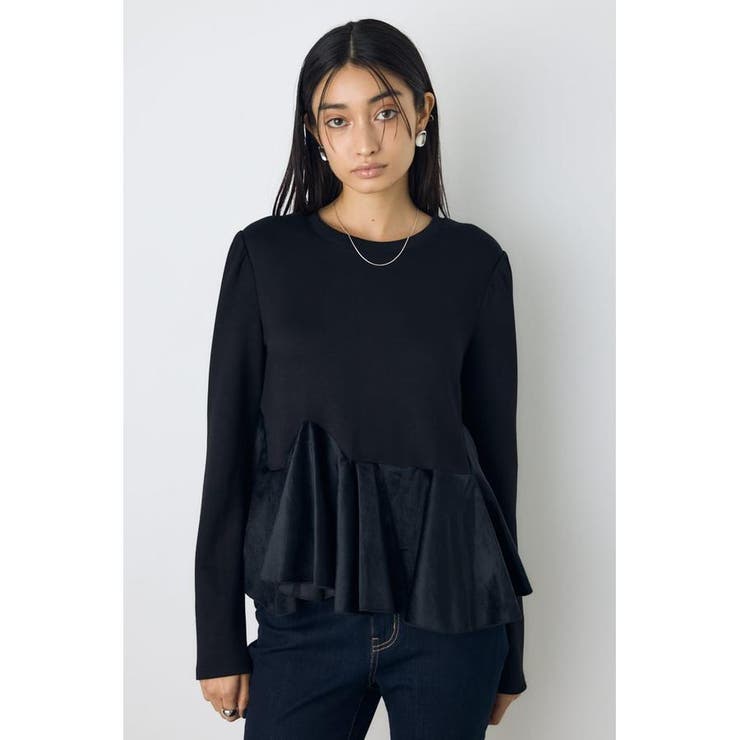 BLK | ベロアフリルヘムカットトップス | AZUL BY MOUSSY