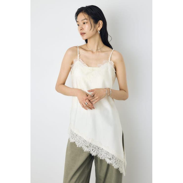 レースサテンアシメキャミソール | AZUL BY MOUSSY | 詳細画像4 