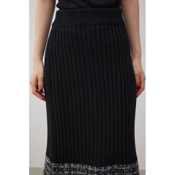 ツイードスウィッチングマーメイドニットスカート[品番：AZLW0021434