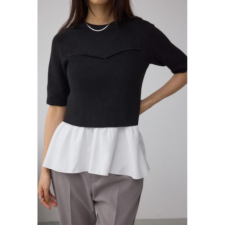 BLK | ペプラムインナーセットニット | AZUL BY MOUSSY