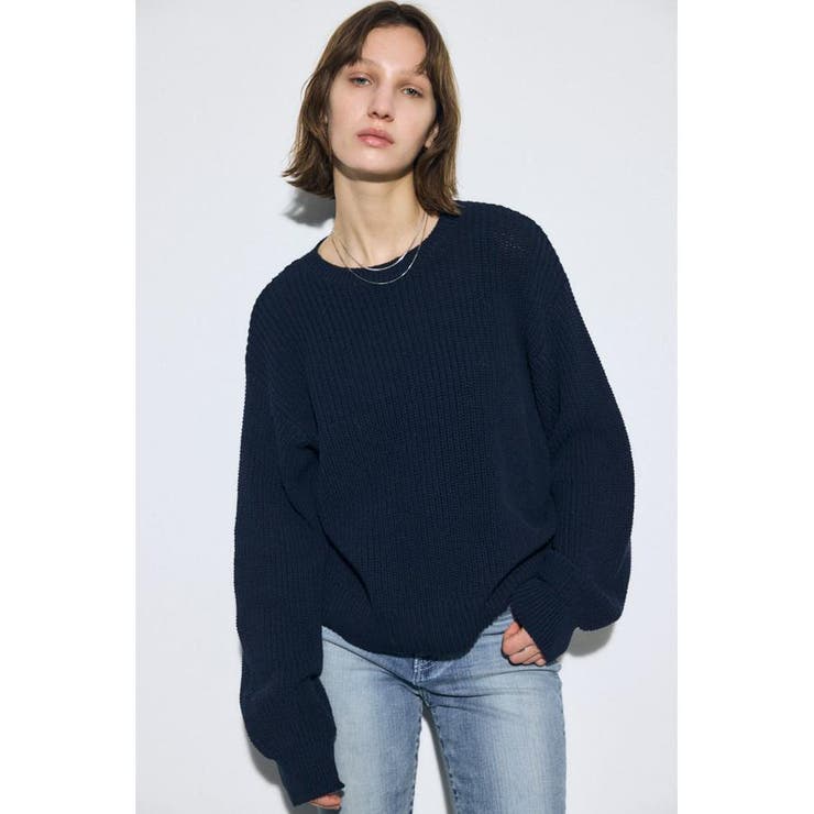 NVY | 畔編みリラックスニットトップス | AZUL BY MOUSSY