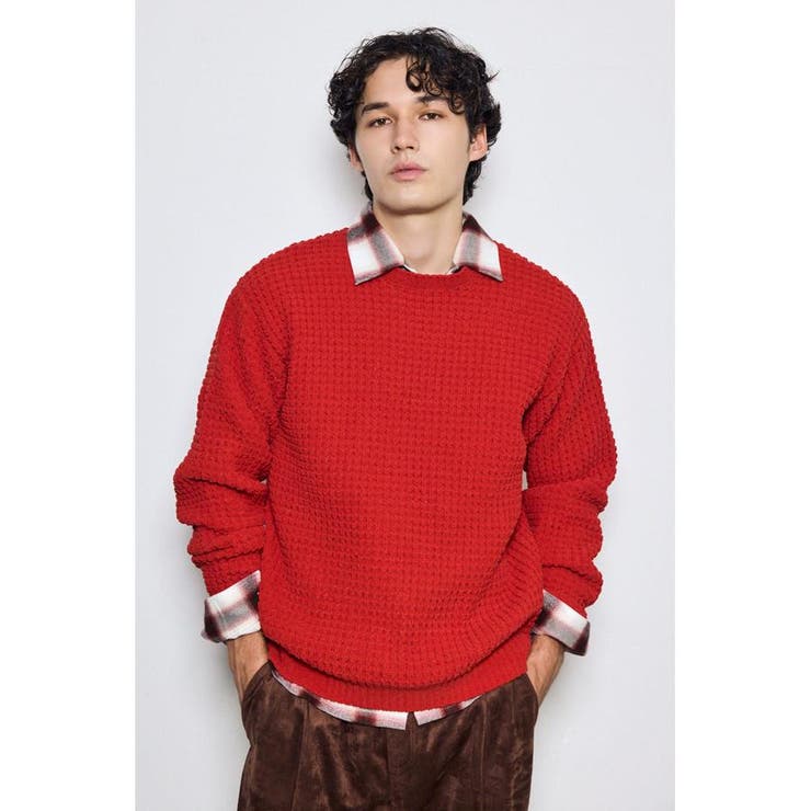 D/RED3 | ワッフル編みニットトップス | AZUL BY MOUSSY