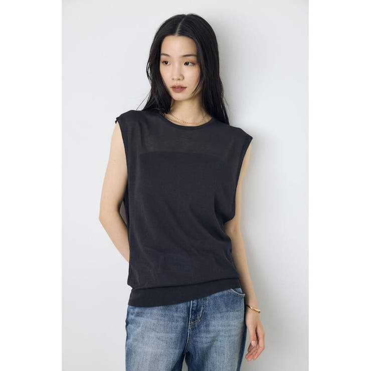 L/BLK1 | 2点セットノースリーブニット(パット付き) | AZUL BY MOUSSY