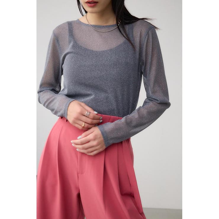 GRY | シアーラメ長袖トップス | AZUL BY MOUSSY