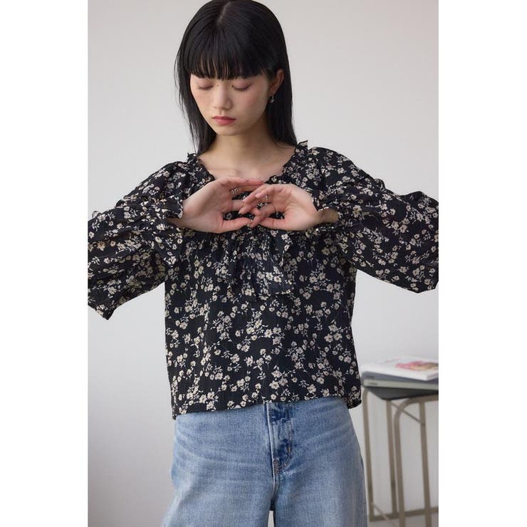 シアーチェックフラワー柄ブラウス | AZUL BY MOUSSY | 詳細画像13 