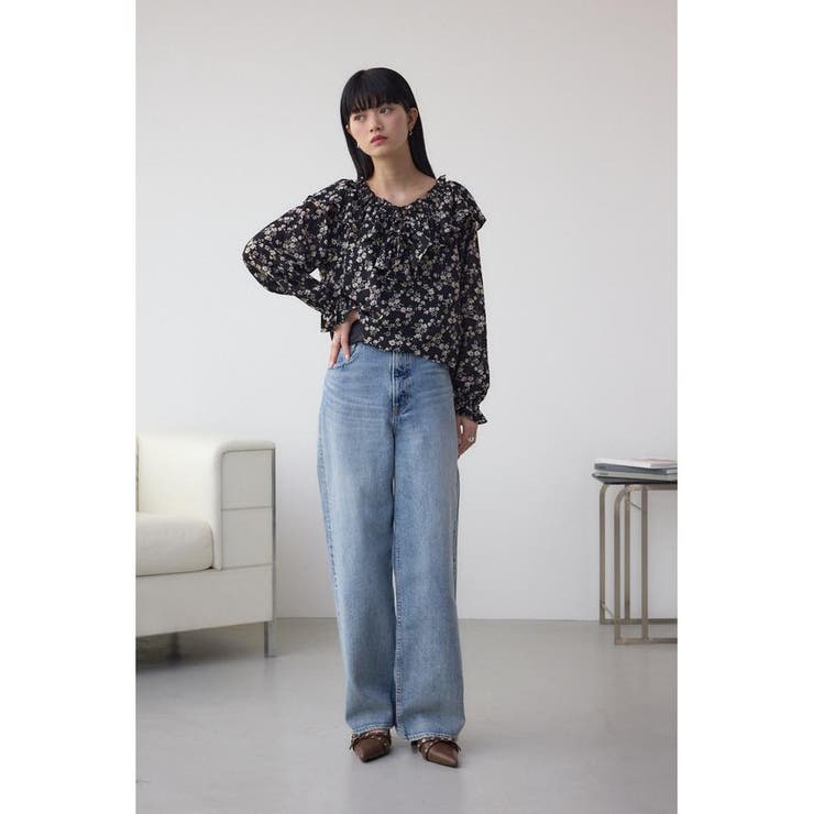 シアーチェックフラワー柄ブラウス | AZUL BY MOUSSY | 詳細画像14 