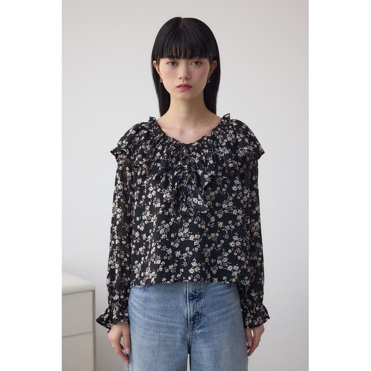 シアーチェックフラワー柄ブラウス | AZUL BY MOUSSY | 詳細画像15 