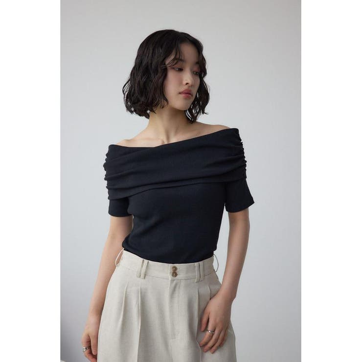 【Bashiさん専用】ネイビー オフショルダー Tシャツ オフショルダーリブトップス[品番：AZLW0023385]｜AZUL BY MOUSSY