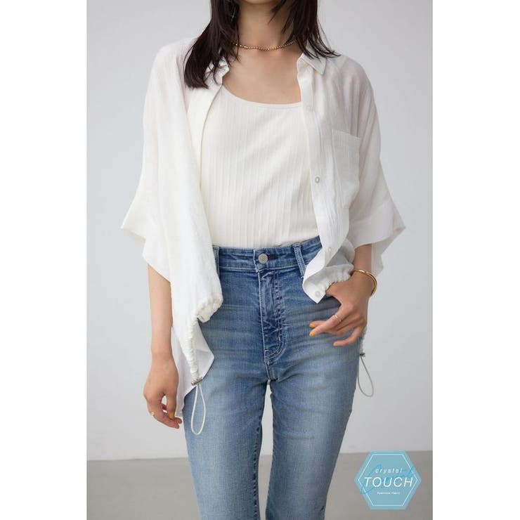 O/WHT1 | C/T冷感 裾ドロストドルマンルーズシャツ | AZUL BY MOUSSY