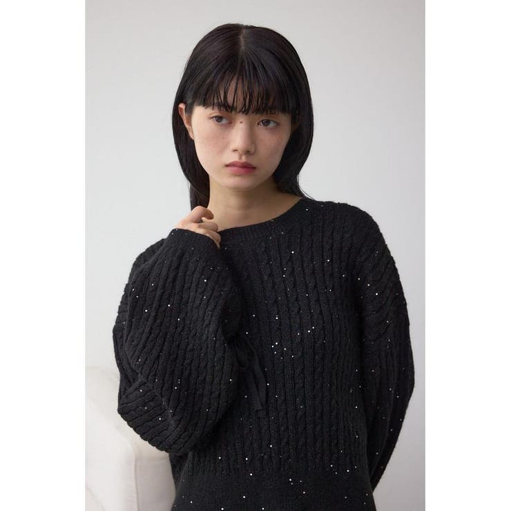 ドロストリングスパンコールラメニット | AZUL BY MOUSSY | 詳細画像12 