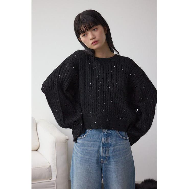 ドロストリングスパンコールラメニット | AZUL BY MOUSSY | 詳細画像13 