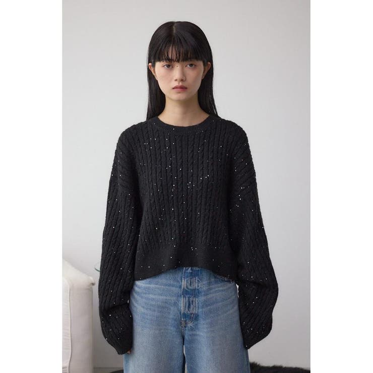 ドロストリングスパンコールラメニット | AZUL BY MOUSSY | 詳細画像15 