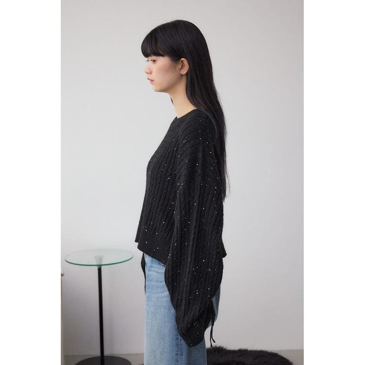 ドロストリングスパンコールラメニット | AZUL BY MOUSSY | 詳細画像16 