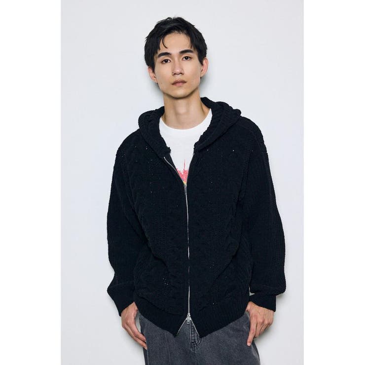 ジップアップニットフーディー | AZUL BY MOUSSY | 詳細画像1 