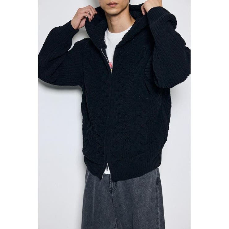 ジップアップニットフーディー | AZUL BY MOUSSY | 詳細画像3 