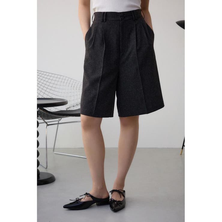 L/BLK1 | ポリエステルリネンミックスハーフパンツ | AZUL BY MOUSSY