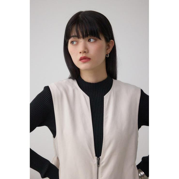 Vネックスエードギャザーベスト | AZUL BY MOUSSY | 詳細画像1 