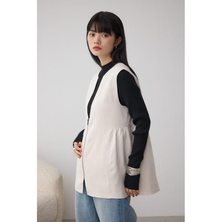 Vネックスエードギャザーベスト | AZUL BY MOUSSY | 詳細画像2 