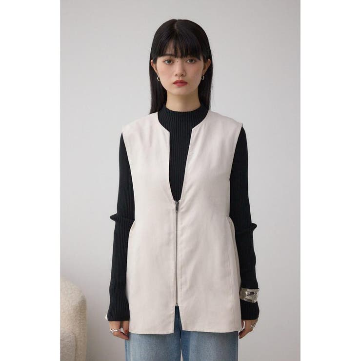 Vネックスエードギャザーベスト | AZUL BY MOUSSY | 詳細画像4 