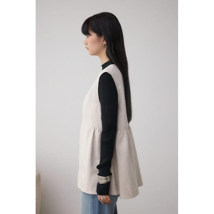 Vネックスエードギャザーベスト | AZUL BY MOUSSY | 詳細画像5 